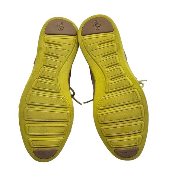 Cole Haan Shoes Womens Size 5.5 Tan Wingtip Oxford Suede Lace Up Chartreuse - Picture 9 of 15